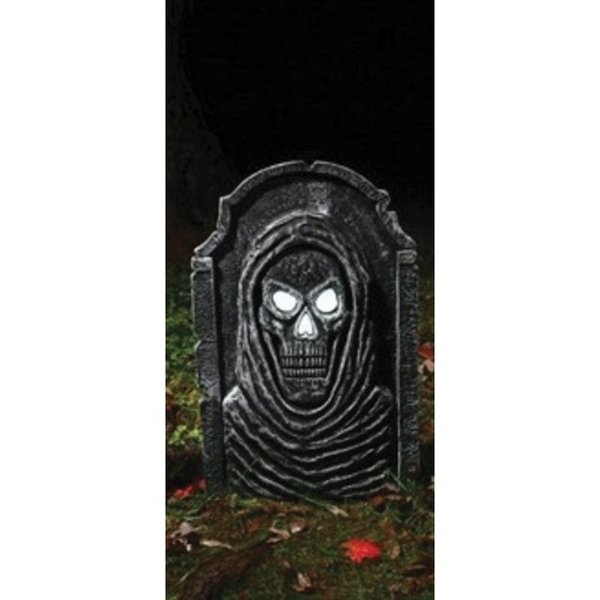 Fun World 22 in. LED Bone Tombstones Reaper Halloween Decor 91146TR
